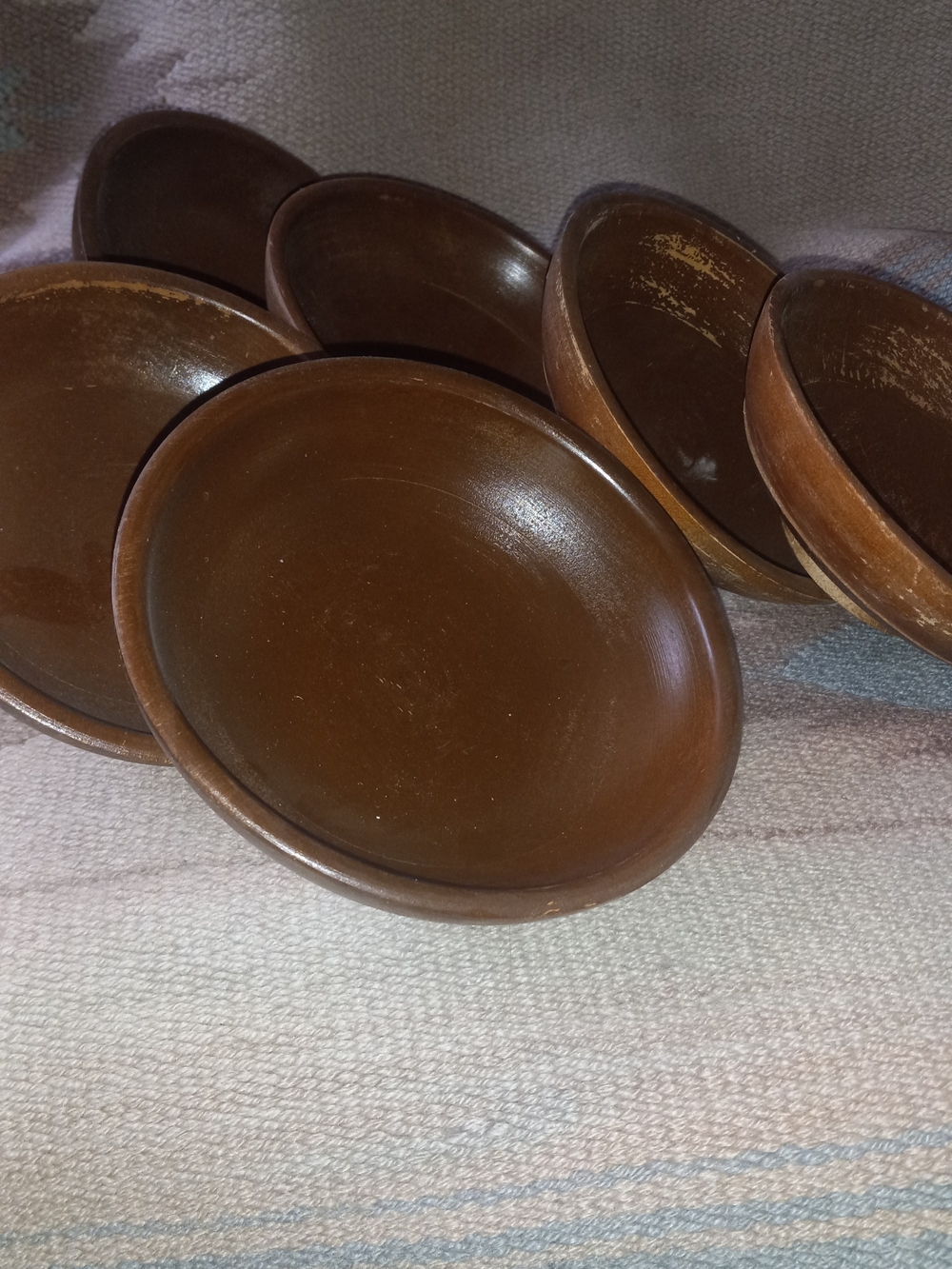 Set of 6 Brown Ceramic Serving Bowls